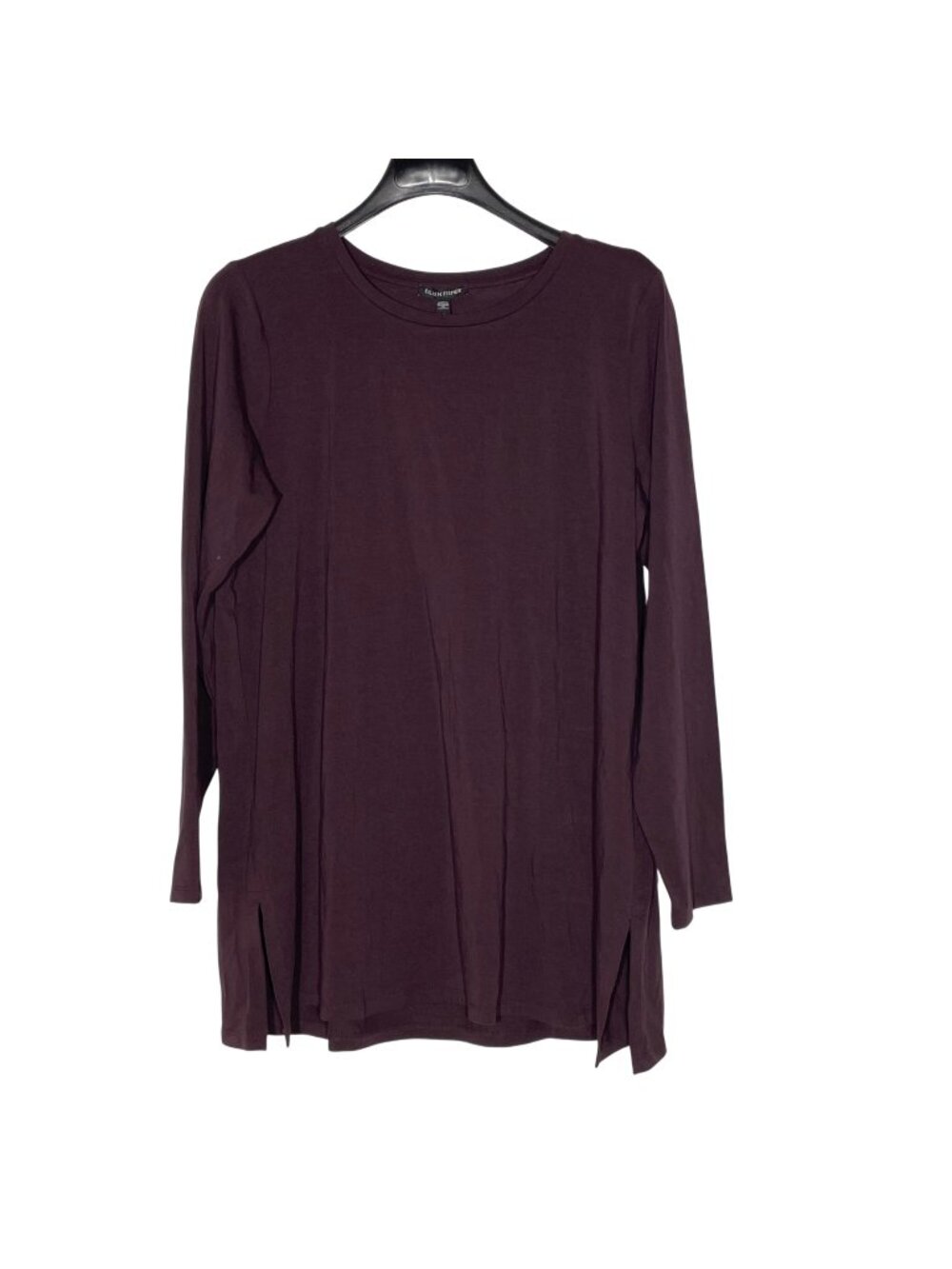 Eileen Fisher Tencel Lyocell Stretch Tunic Top LG Side Slits Minimalist Purple